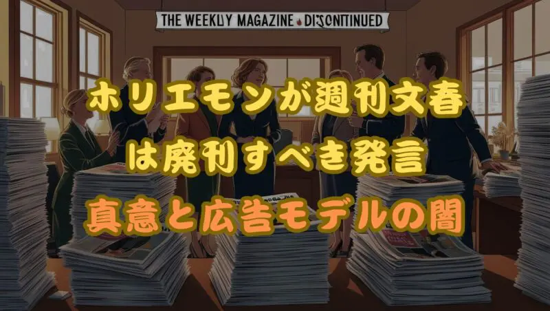 ホリエモン「週刊文春は廃刊すべき」発言の真意とは?広告モデルの闇を暴く
