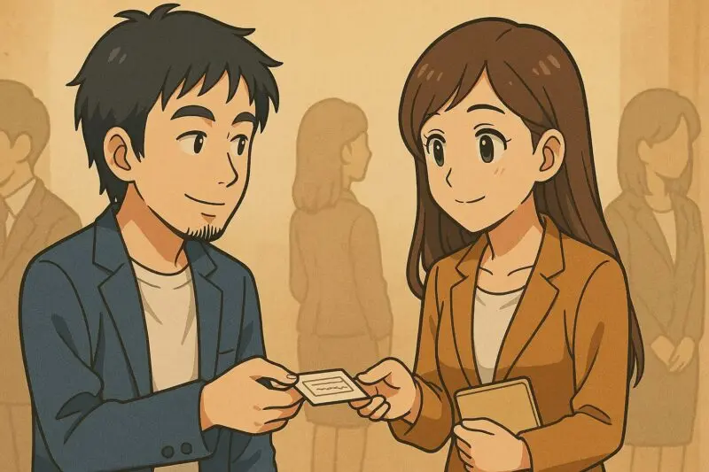 出会いは異業種交流会と手書きの名刺