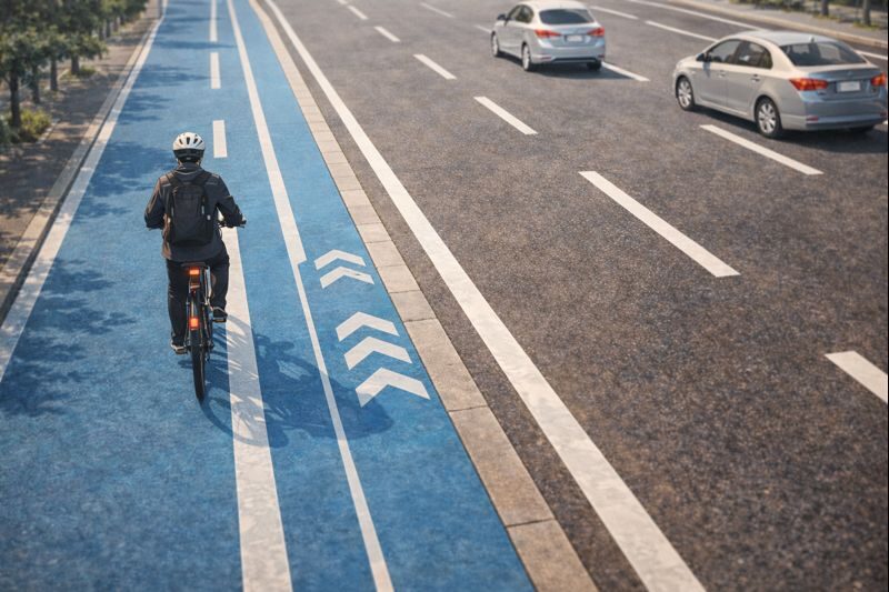 自転車レーンの見分け方：専用通行帯と矢羽根の違い