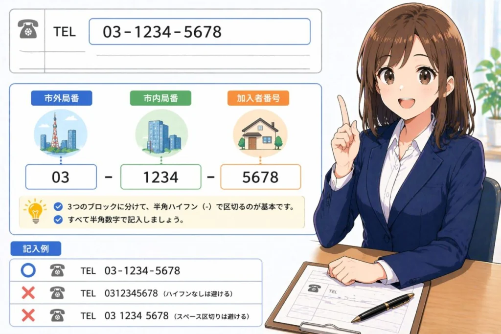 固定電話番号を書くときの正しい区切り方