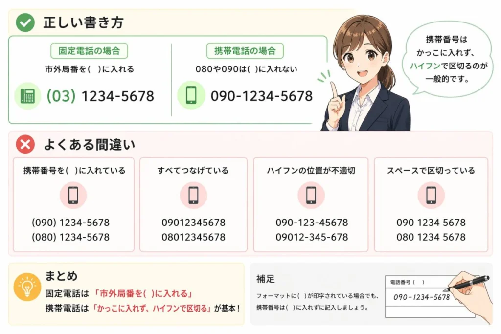 080や090はかっこに入れるの？