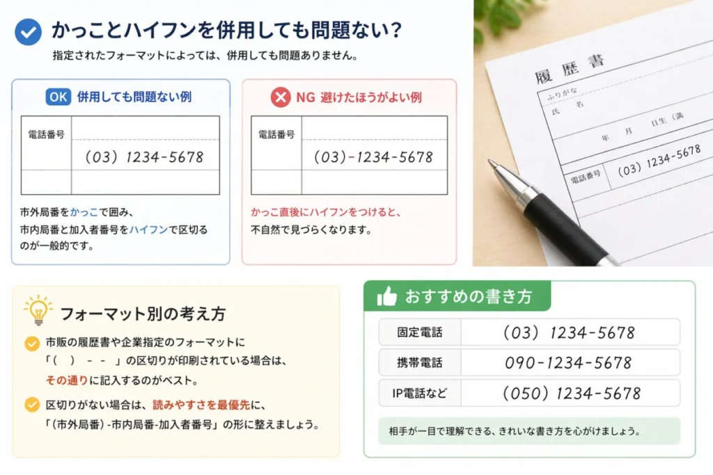 かっことハイフンを併用しても問題ない？