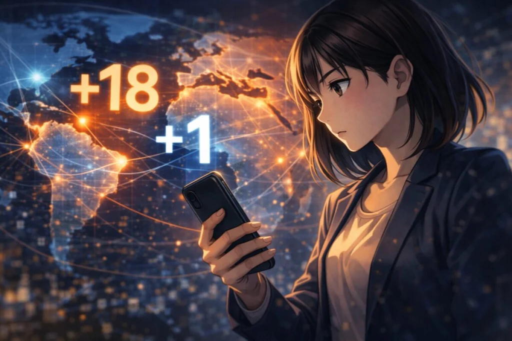 「+18」は国番号なのか、それとも「+1」の一部なのか