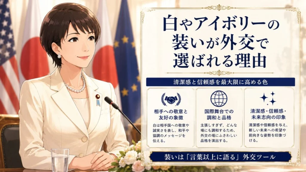 白やアイボリーの装いが外交で選ばれる理由