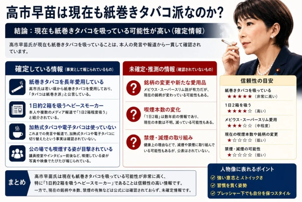 高市早苗は現在も紙巻きタバコ派なのか