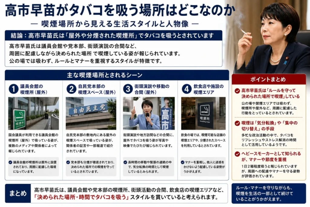 高市早苗がタバコを吸う場所はどこなのか