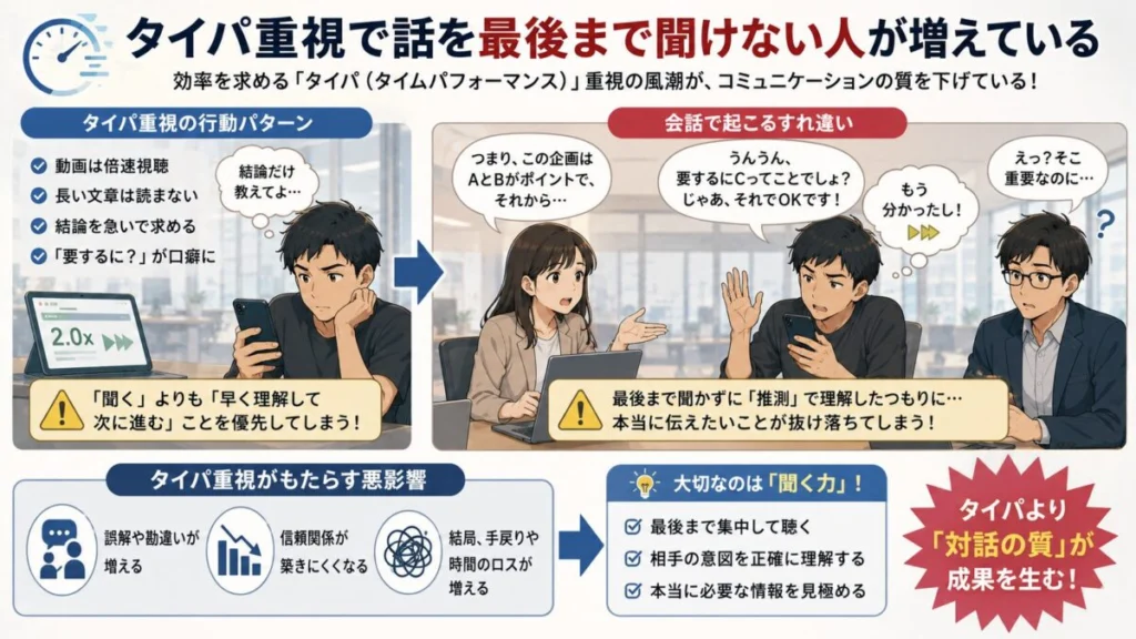タイパ重視で話を最後まで聞けない人が増えている