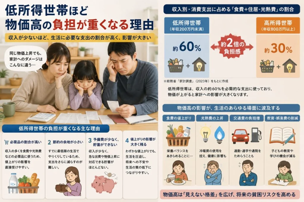 低所得世帯ほど物価高の負担が重くなる理由