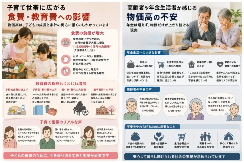 高齢者や年金生活者が感じる物価高の不安