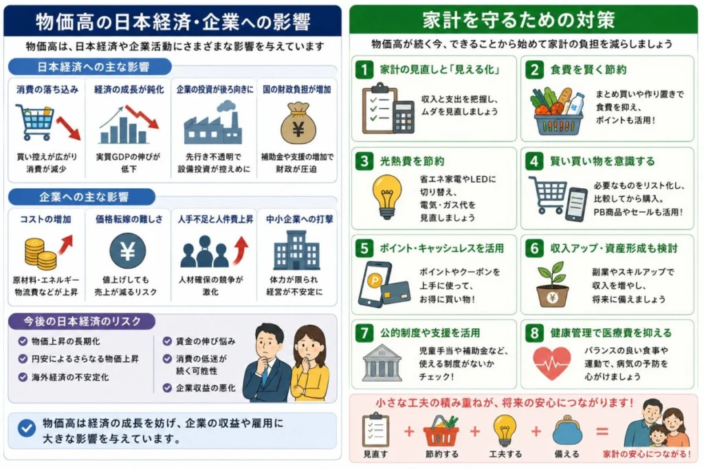 物価高の日本経済・企業への影響と家計を守る対策