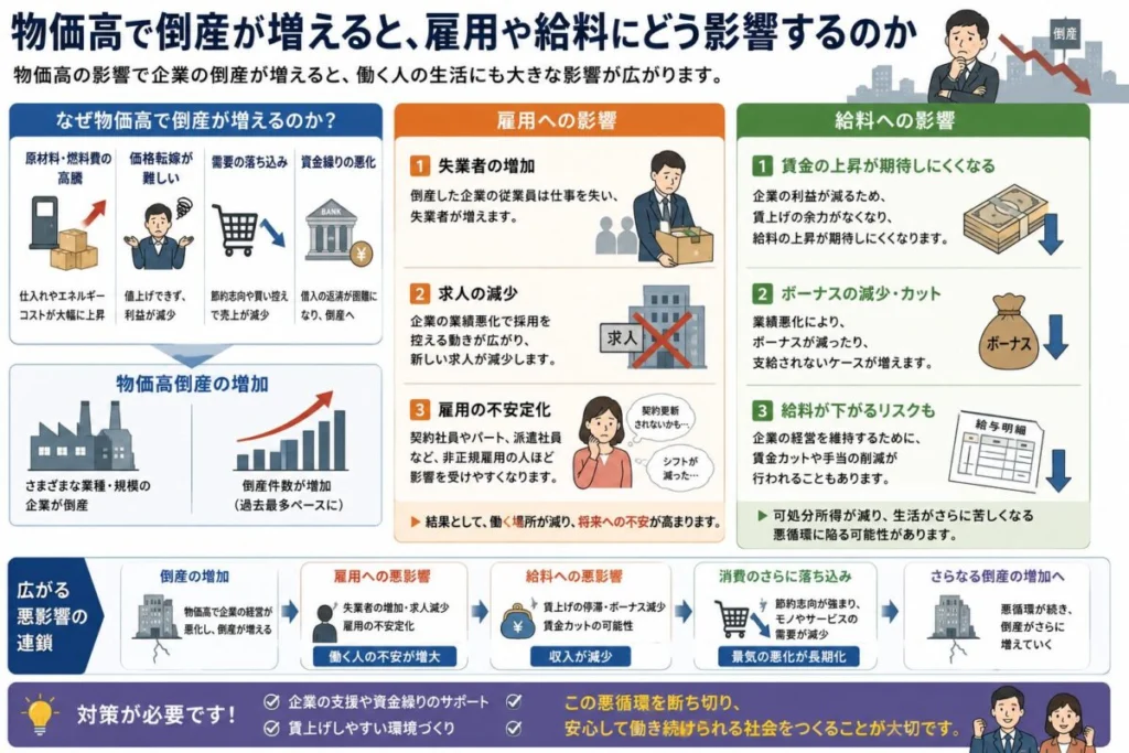 物価高倒産が増えると雇用や給料にどう影響するのか