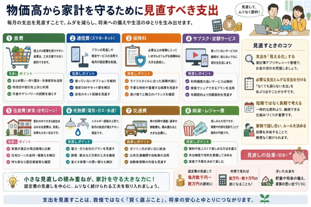 物価高から家計を守るために見直すべき支出
