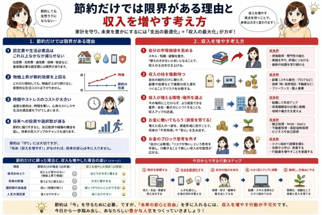 節約だけでは限界がある理由と収入を増やす考え方