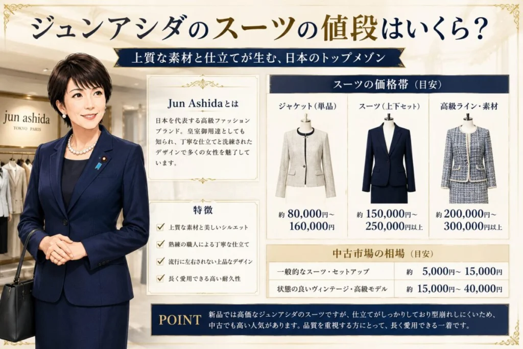 ジュンアシダのスーツの値段はいくら?