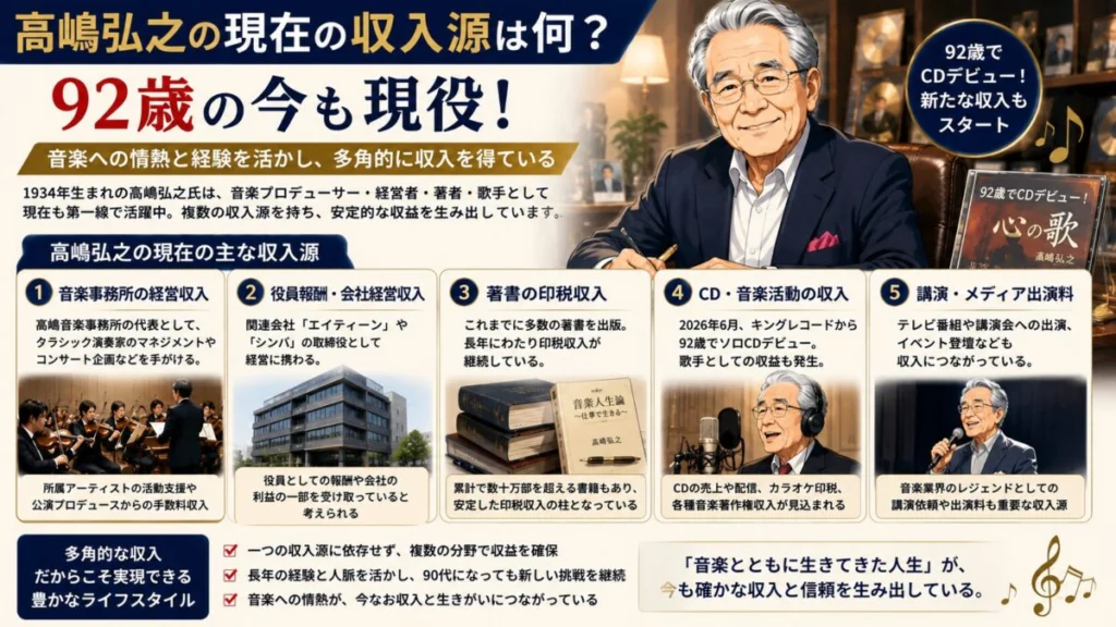 髙嶋弘之の現在の収入源は何？