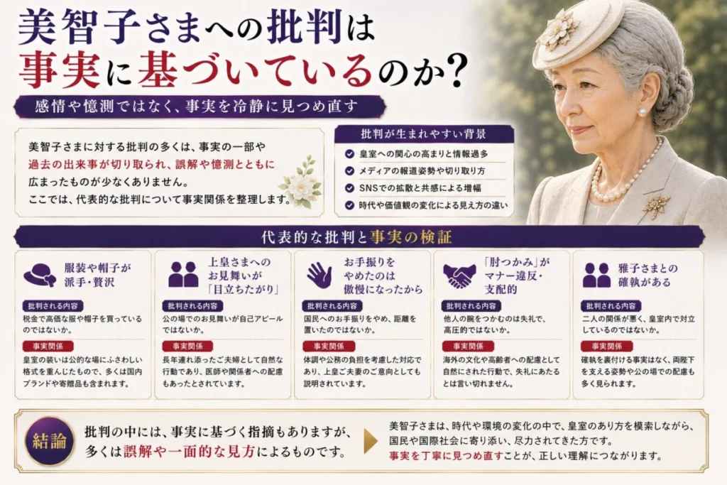 美智子さまへの批判は事実に基づいているのか