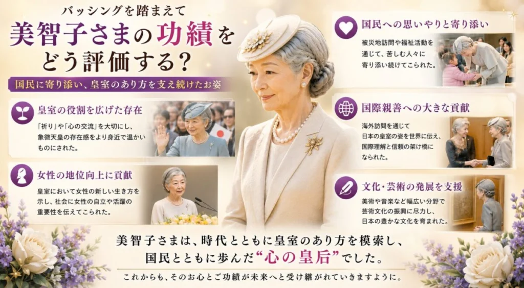 バッシングを踏まえて美智子さまの功績をどう評価する?