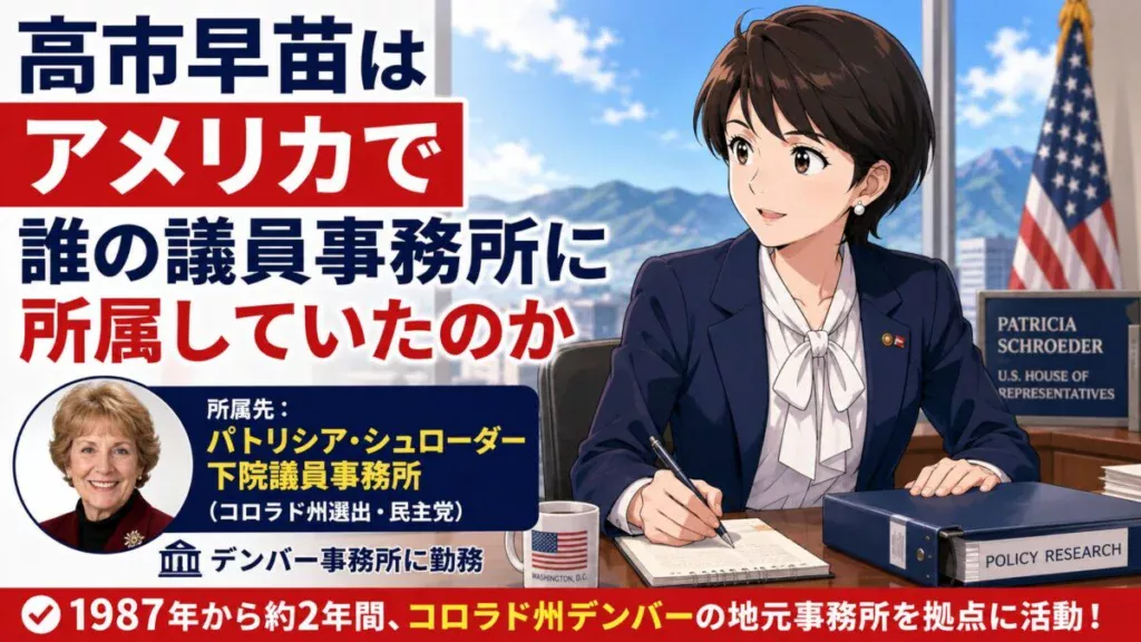 高市早苗はアメリカで誰の議員事務所に所属していたのか