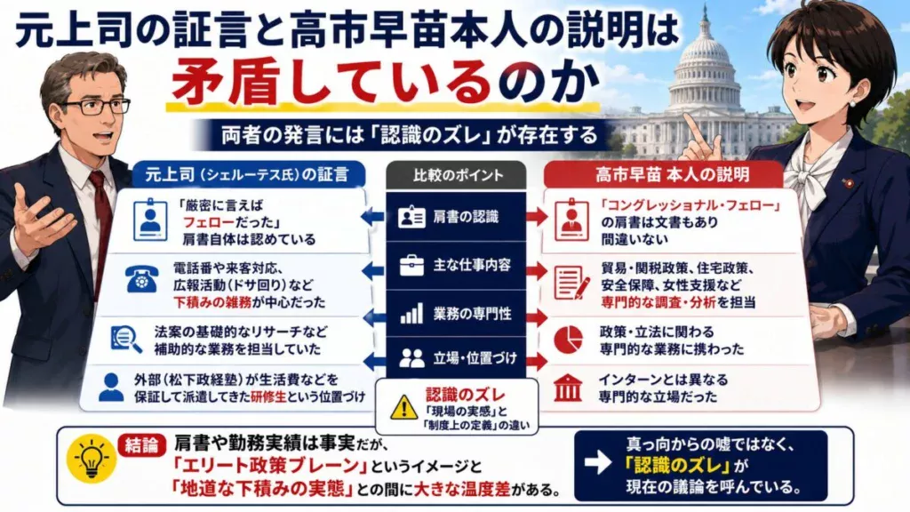 元上司の証言と高市早苗本人の説明は矛盾しているのか