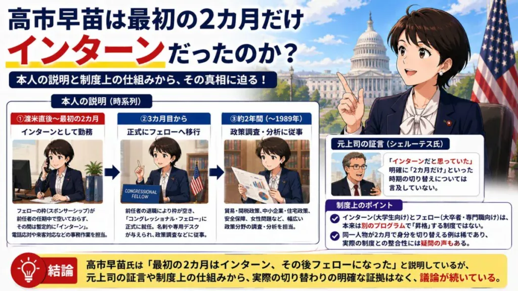 高市早苗は最初の2カ月だけインターンだったのか