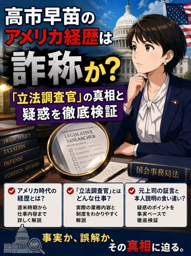高市早苗のアメリカ経歴は詐称か?「立法調査官」の真相と疑惑を徹底検証