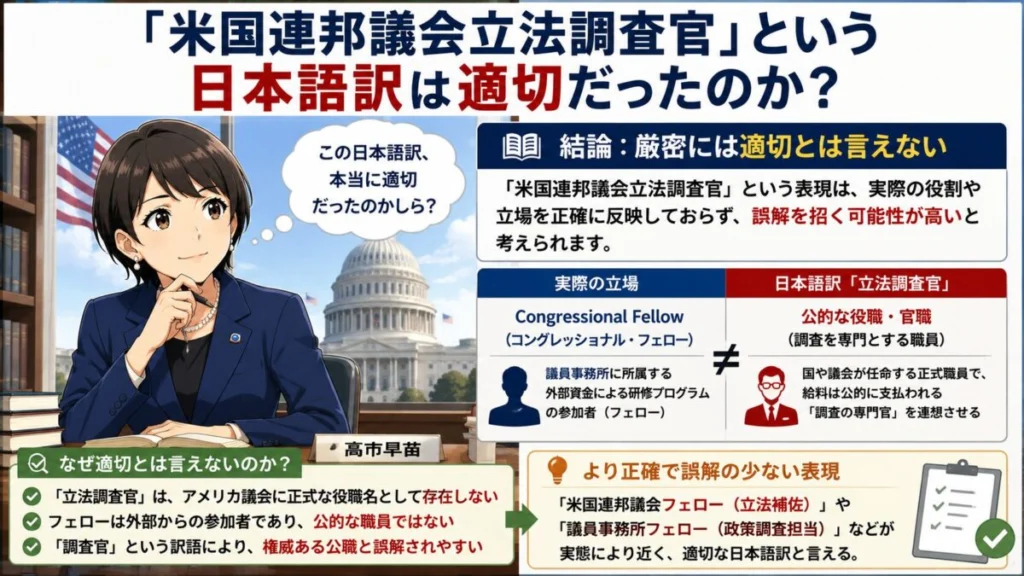 「米国連邦議会立法調査官」という日本語訳は適切だったのか