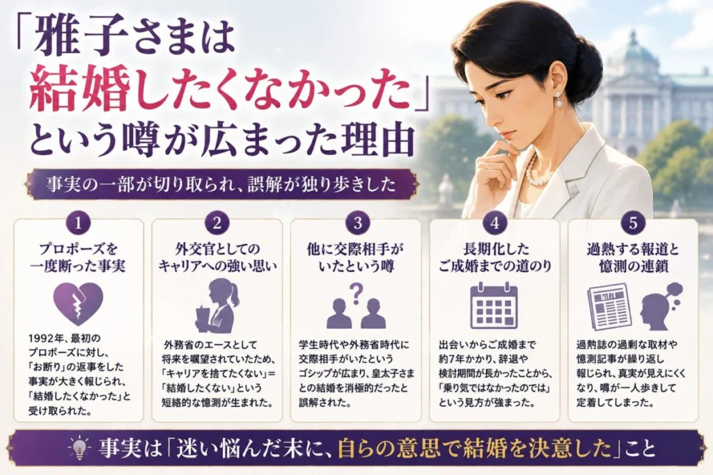 「雅子さまは結婚したくなかった」という噂が広まった理由