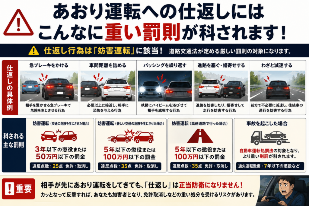 あおり運転への仕返しにはどんな罰則が科されるのか