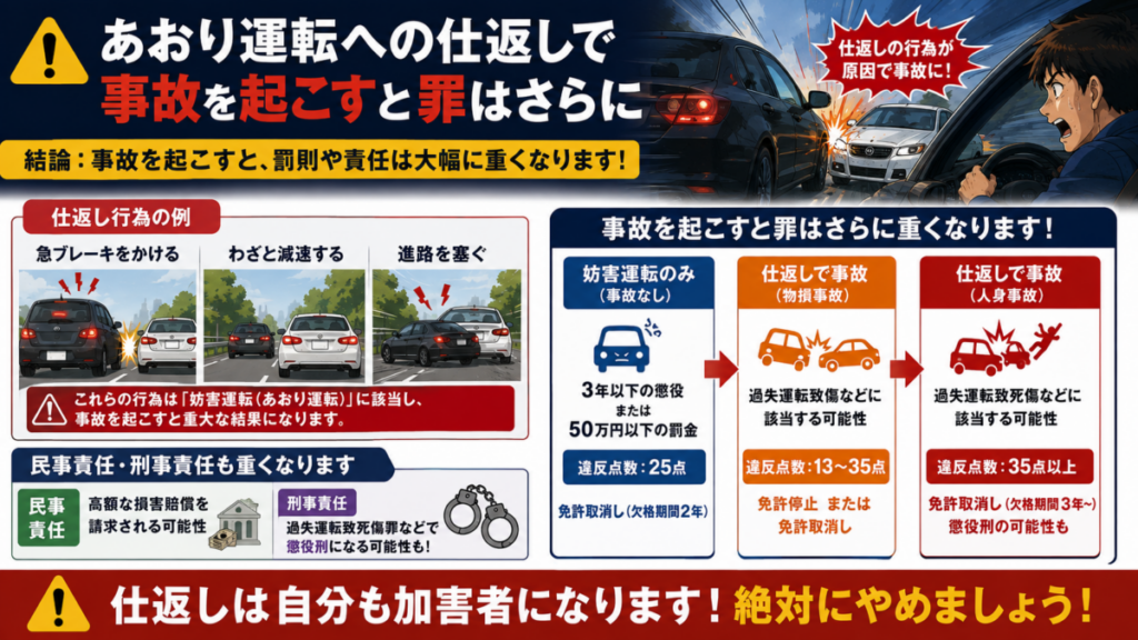あおり運転への仕返しで事故を起こすと罪はさらに重くなるのか