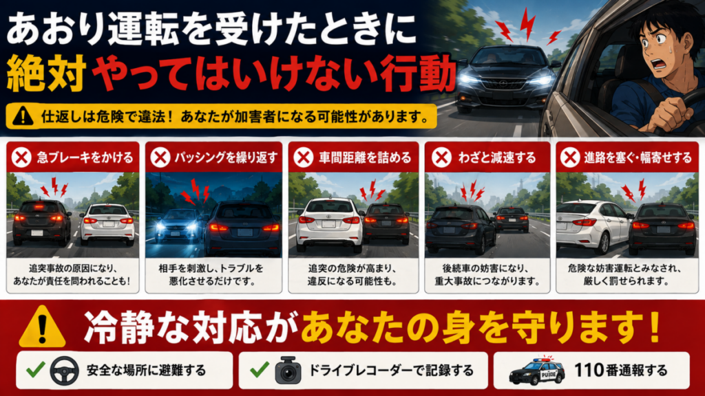 あおり運転を受けたときに絶対やってはいけない行動