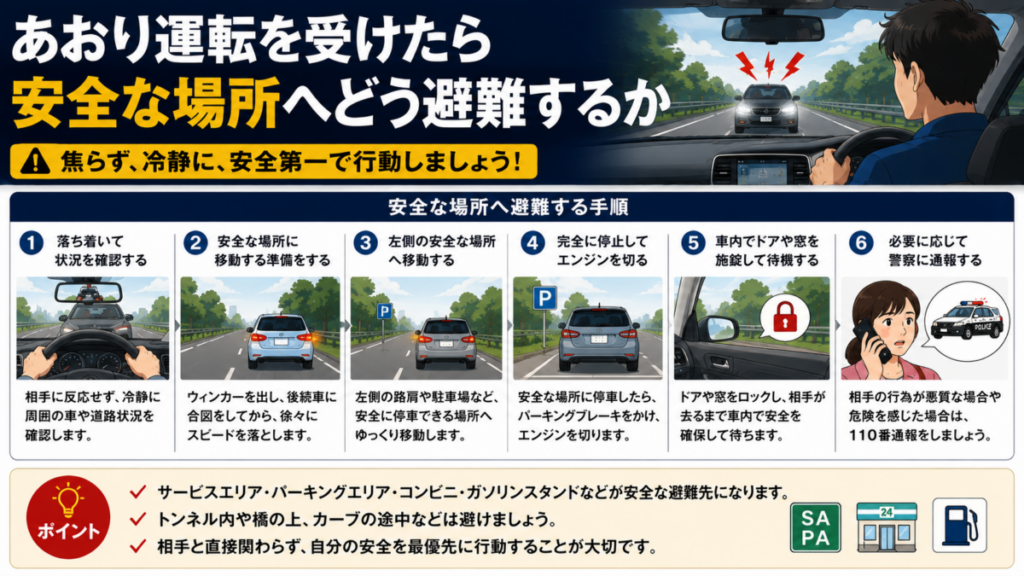 あおり運転を受けたら安全な場所へどう避難すればいいのか