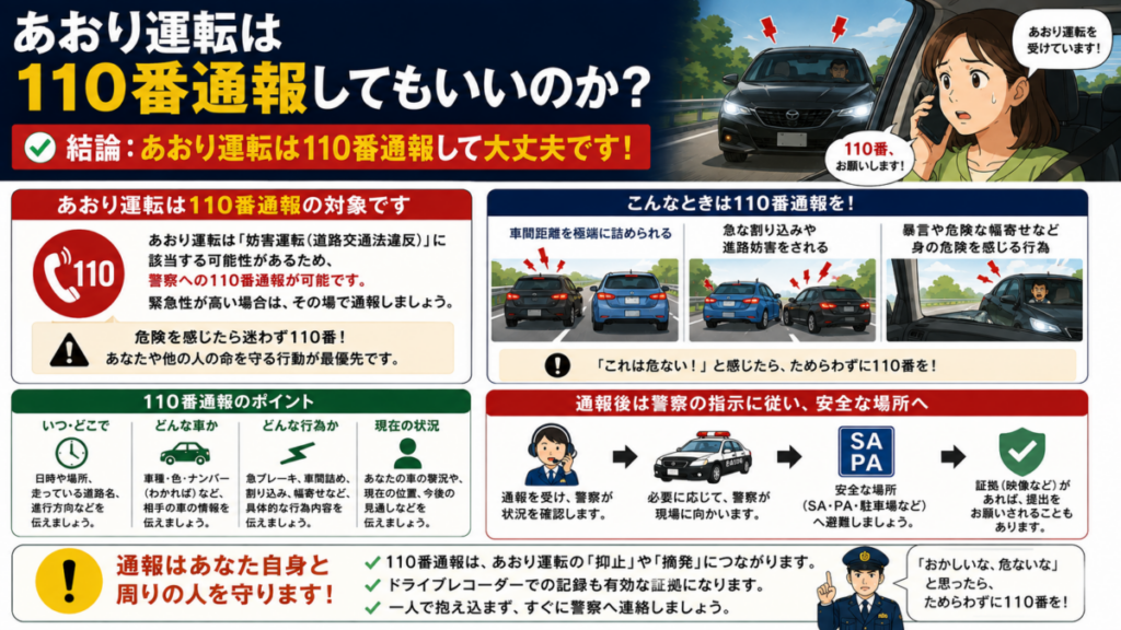 あおり運転は110番通報してもいいのか