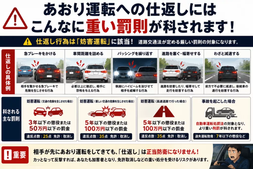 あおり運転への仕返しにはどんな罰則が科されるのか
