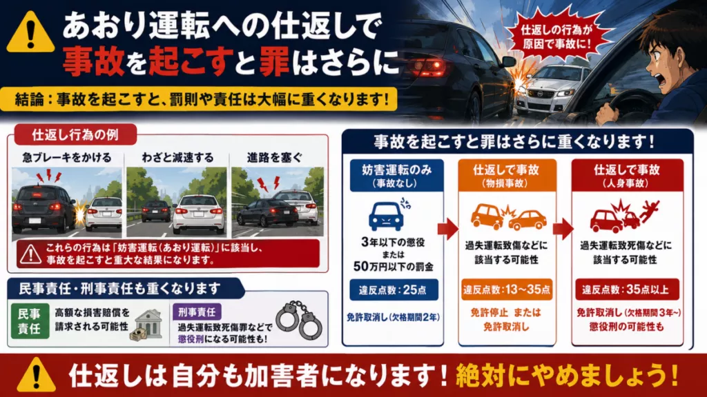あおり運転への仕返しで事故を起こすと罪はさらに重くなるのか